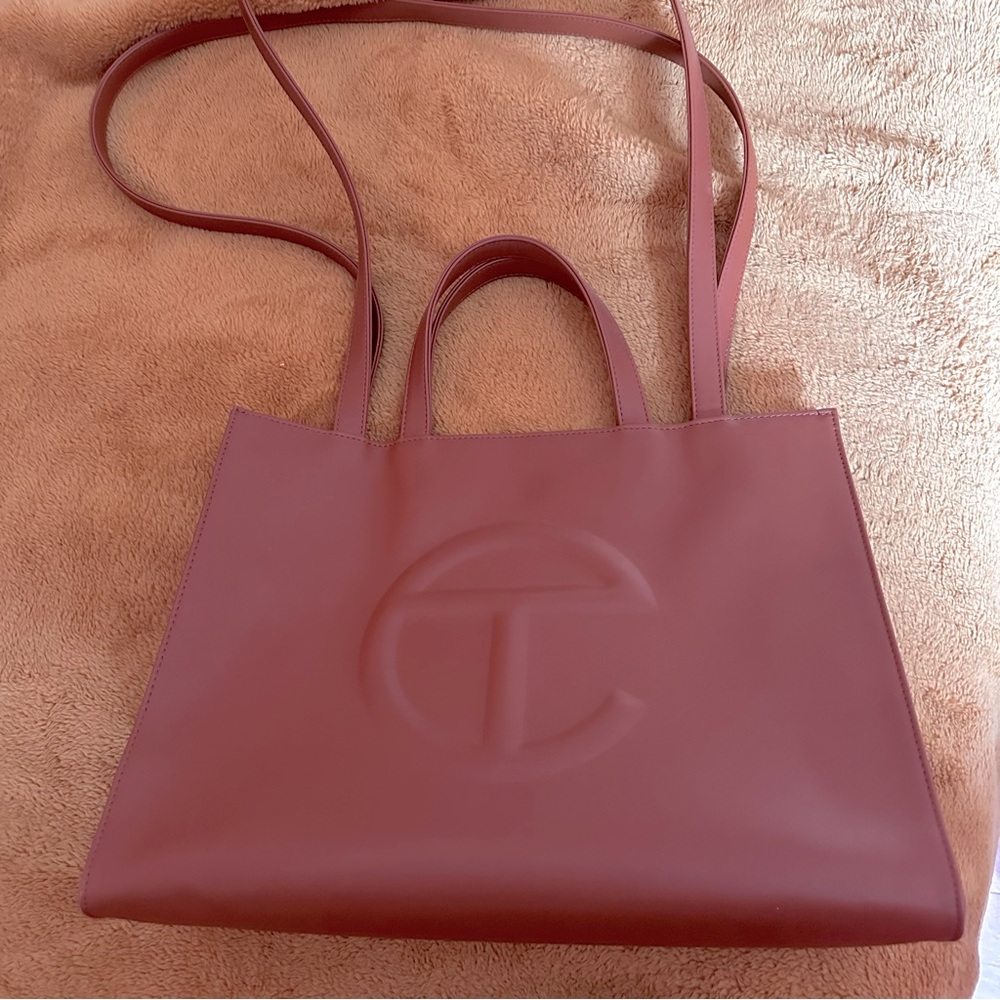 Telfar medium tan shopping bag purse